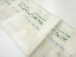 リサイクル　樹木に雲・菊模様織出し袋帯